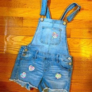Justice Flip Sequin Short Overalls